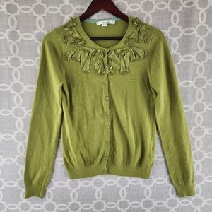 Boden Cotton Cashmere Blend Green Button Sweater Cardigan Girl Size US 8